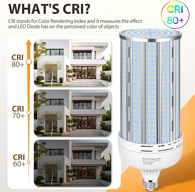 XYCN 2 Pack 300W Corn LED Light Bulb Fanless, 5000K Daylight E26/E39 Large
