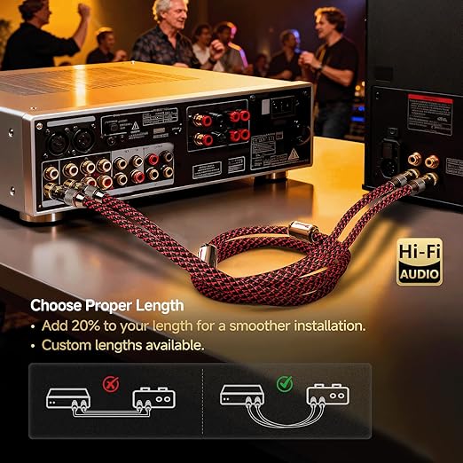 TODN High End RCA Cables for Audiophile RCA Male to Male Stereo Cord for Car
