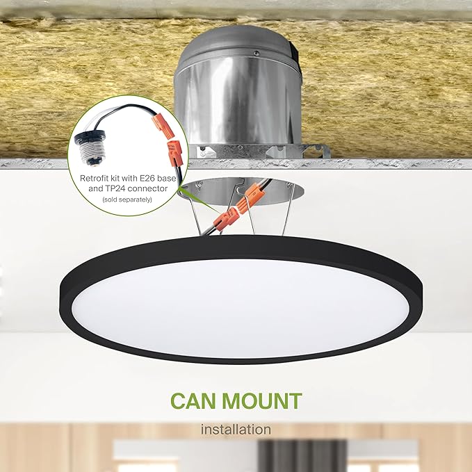 ASD LED 12" Round Flush Mount Ceiling Light Fixture, Low Profile Surface (4 Pack)