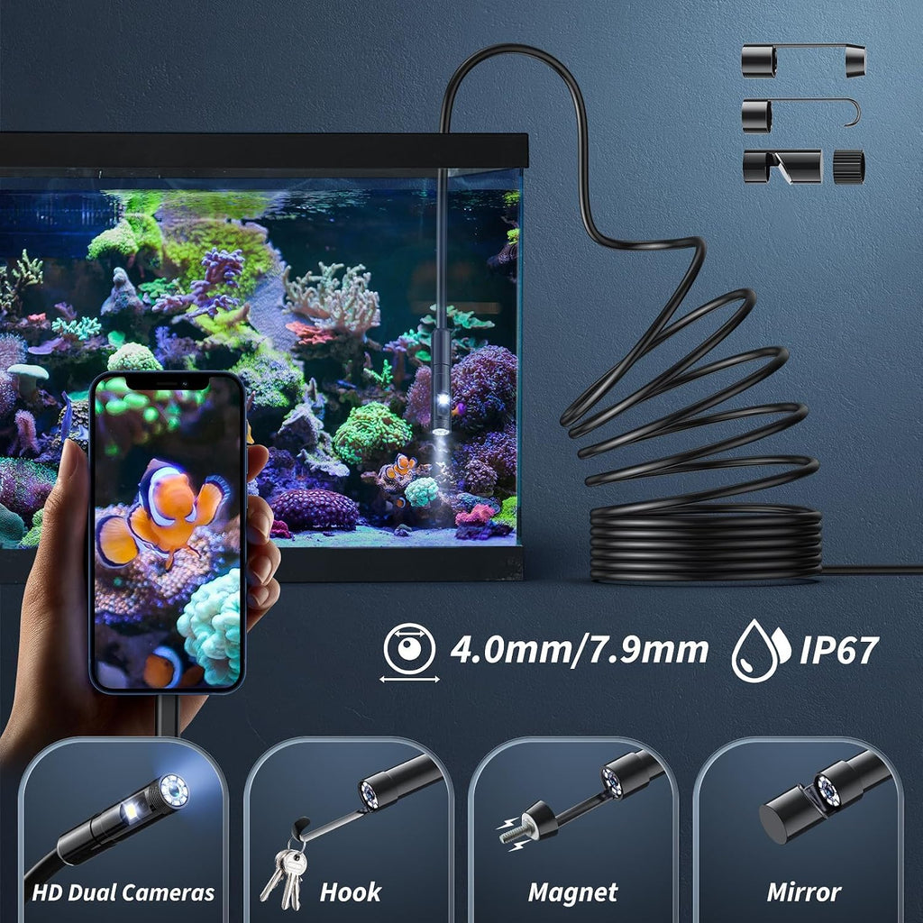 endoscope camera with light,1920p hd borescope tools with, side view