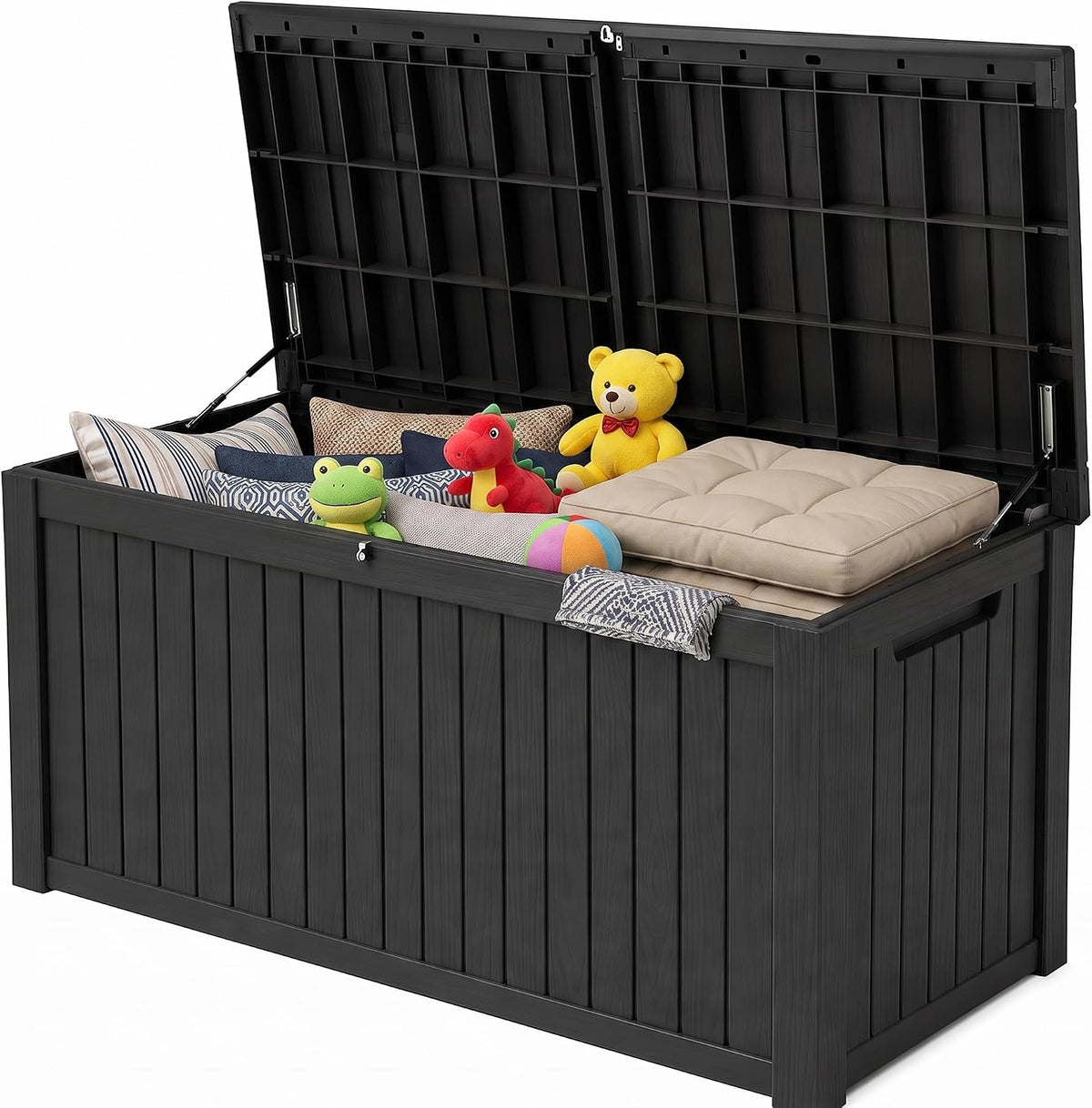 200 Gallon Deck Boxes Outdoor Waterproof, Outdoor Storage Box with Lockable Lid & UV-Resistant for Patio Furniture, Outdoor Cushion, Garden Tools and Pool Supplies, Black