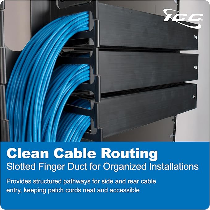 ICC 2U Finger Duct Cable Manager Panel (6-Pack)