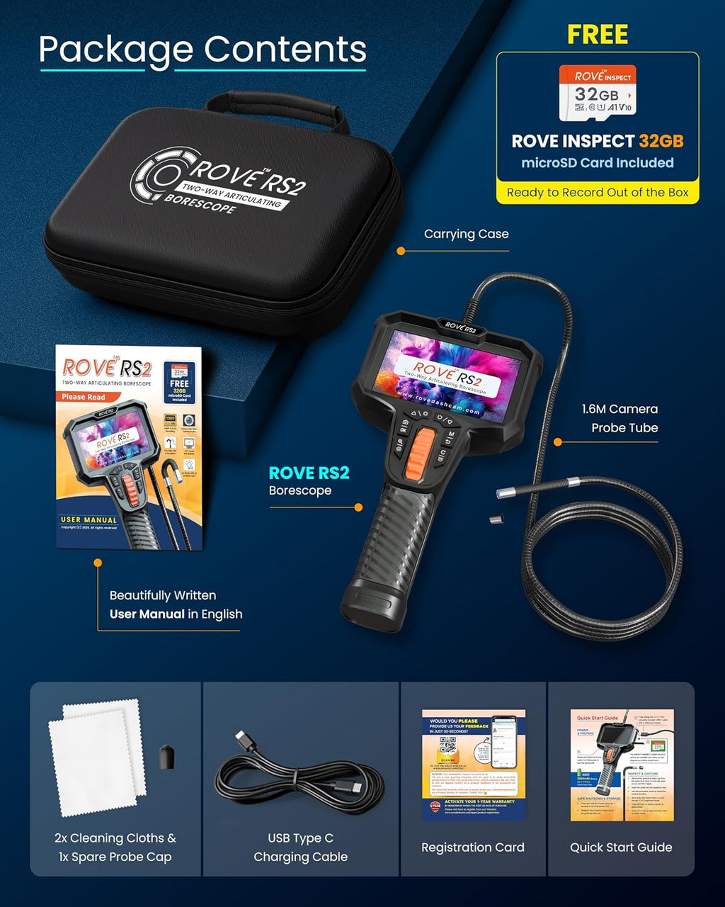 rove rs2 articulating borescope camera with light, 2-way, view 9