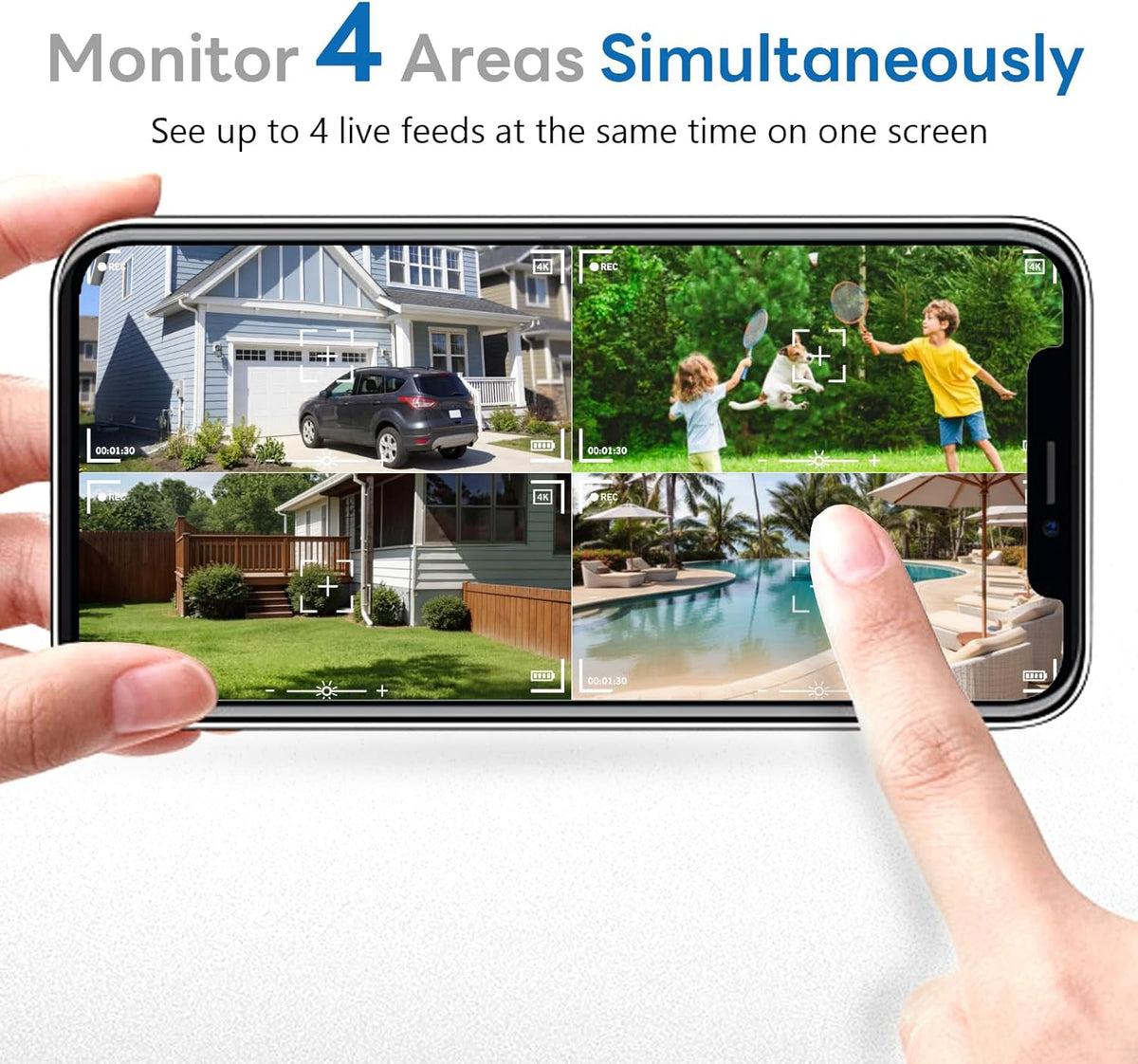 4k solar security cameras wireless outdoor with local, close-up detail