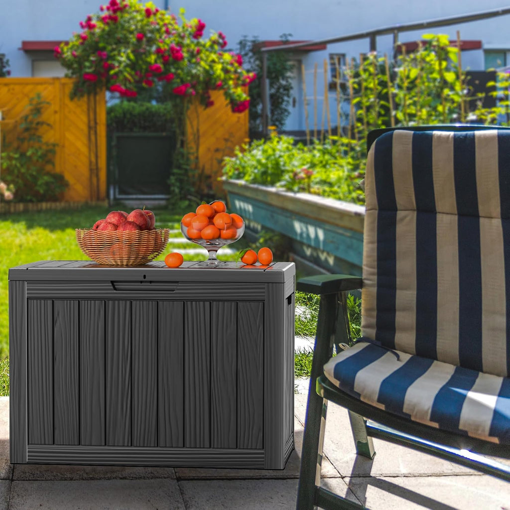 45 gallon outdoor deck box, lockable waterproof outdoor, package contents