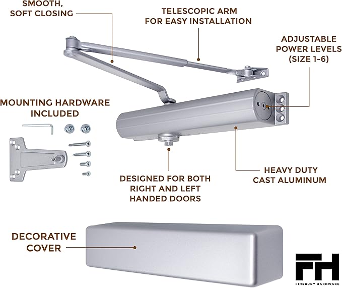 Finsbury Commercial Door Closer Automatic Heavy Duty High Traffic Adjustable