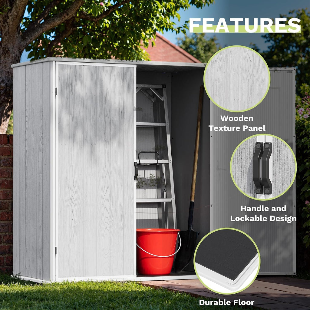 devoko 5x3 ft resin outdoor storage cabinet, plastic, close-up detail
