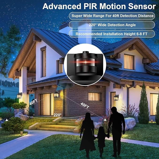 Motion Sensor Outdoor Lights, Dusk to Dawn Light Fixture, Front Porch Light
