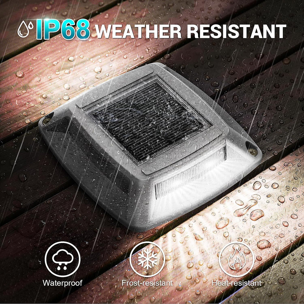 solar driveway lights outdoor 16 pack, ip68 waterproof shown in use