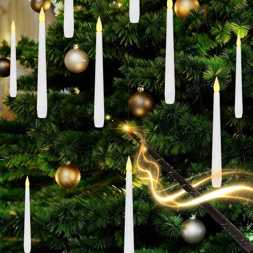 Lezonic Floating Candles with Magic Wand Remote, 20 Pack Hanging LED Candles,...