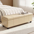 51 Inch Storage Ottoman Bench,PU Leather Oversized bench for Living Room
