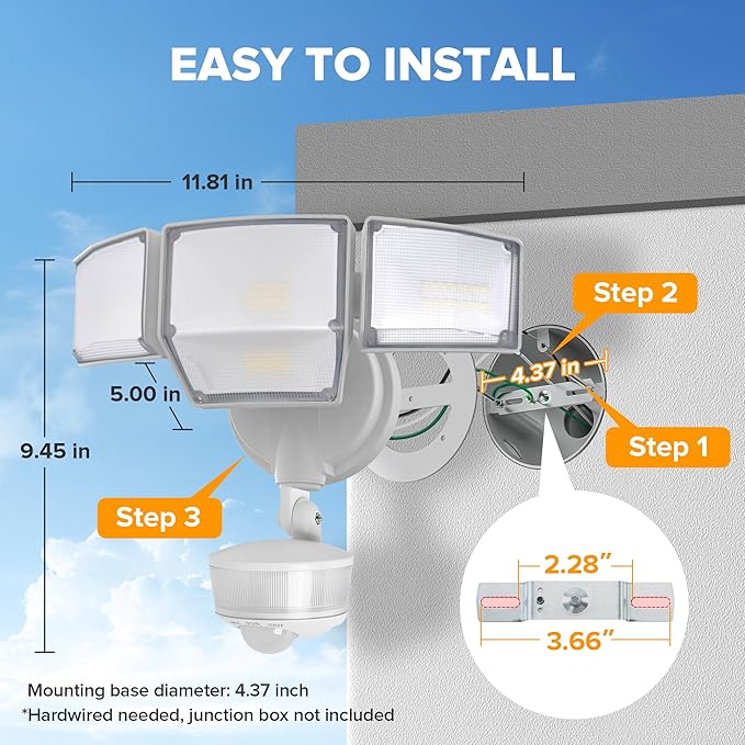 LUTEC 84W 9500LM LED Security Light Motion Sensor Outdoor Lights