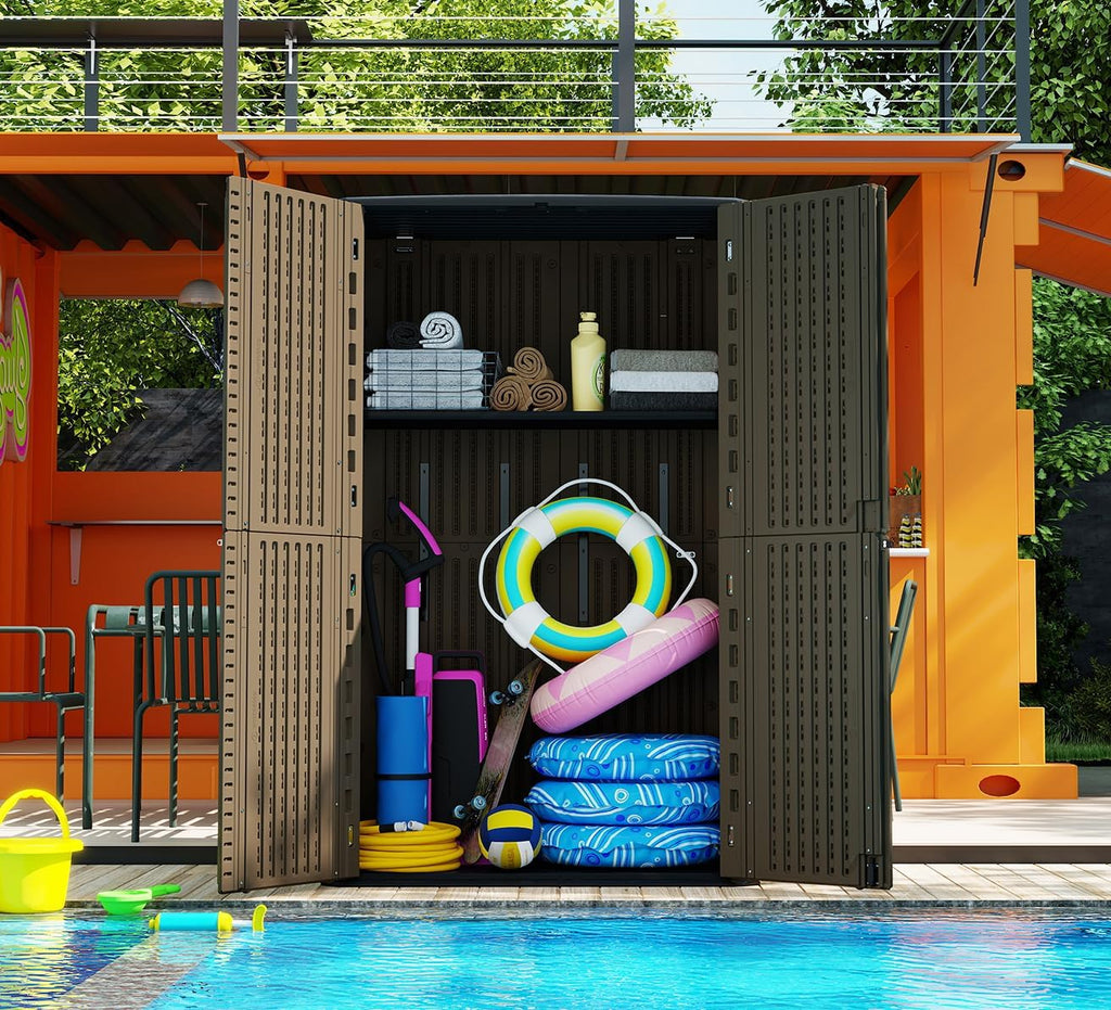 homspark storage shed weather resistance, multi-purpose outdoor storage shown in use