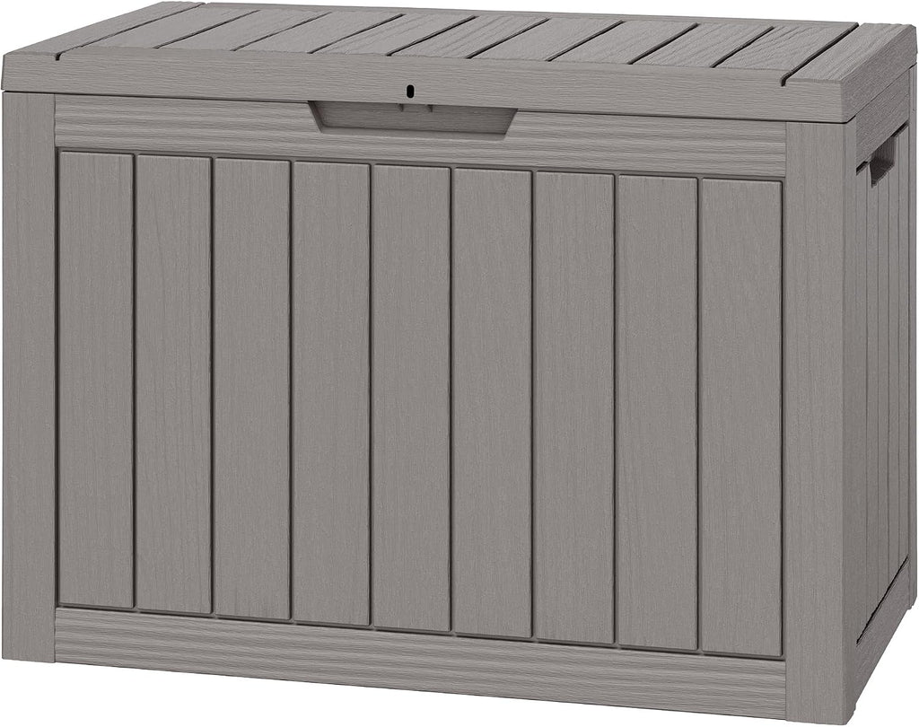 NUNU LAB 45 Gal Deck Box, Outdoor Storage Box Waterproof Lockable,Gray