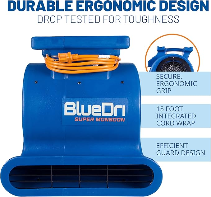 BlueDri Super Monsoon 1 HP, 4050 CFM Air Mover Blower Fan