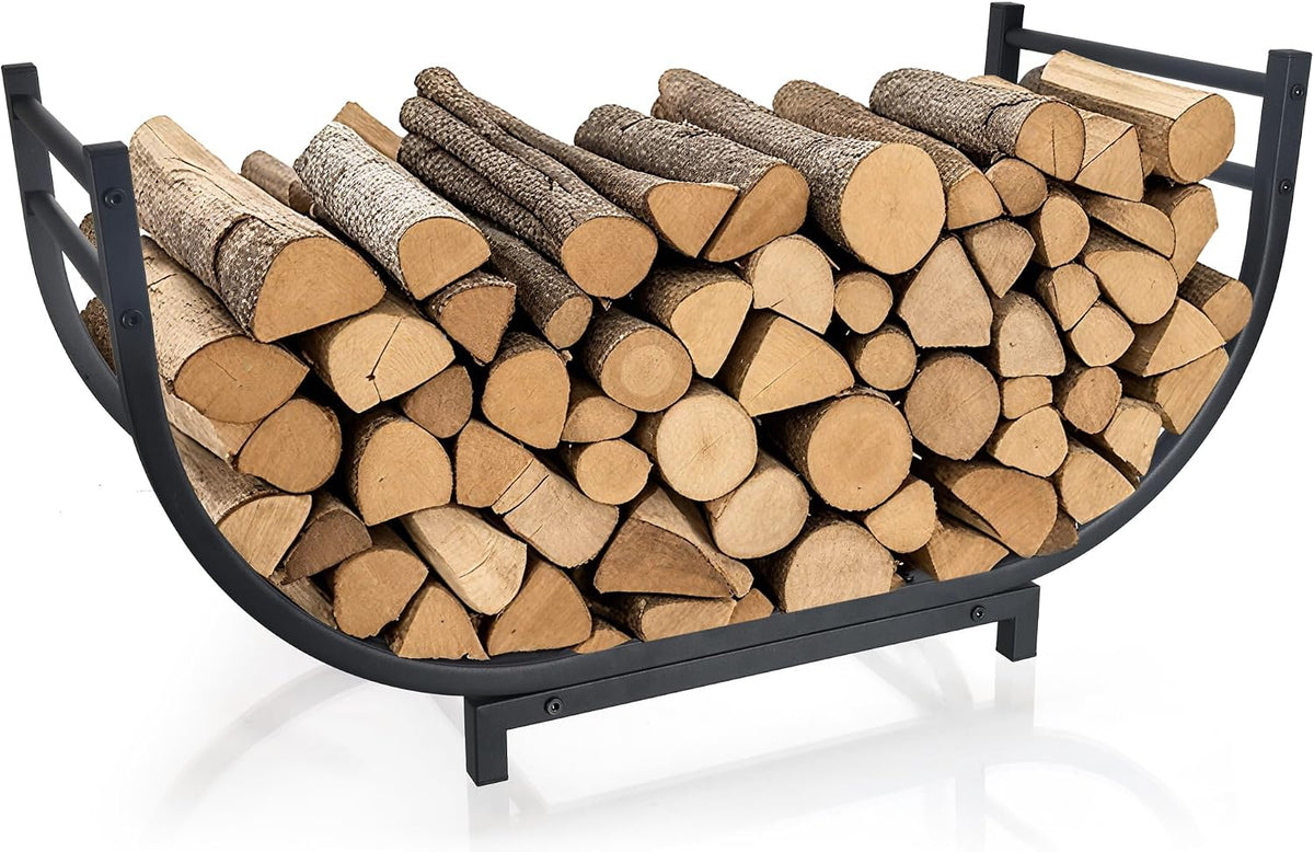 facka 30 Inch Firewood Rack Outdoor Metal Wood Rack