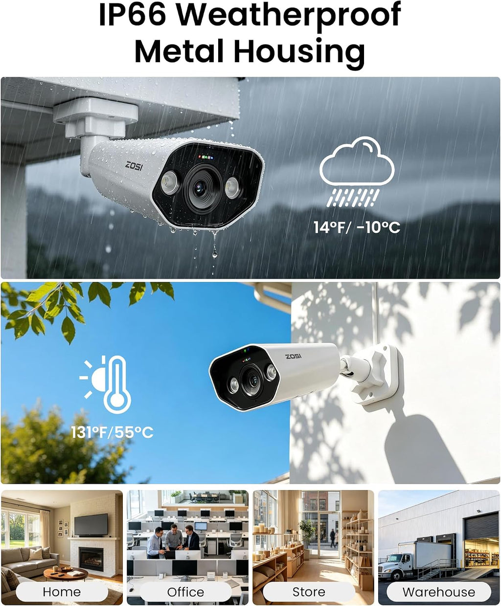 zosi 16ch 4k poe camera system, 12x 8mp showing dimensions