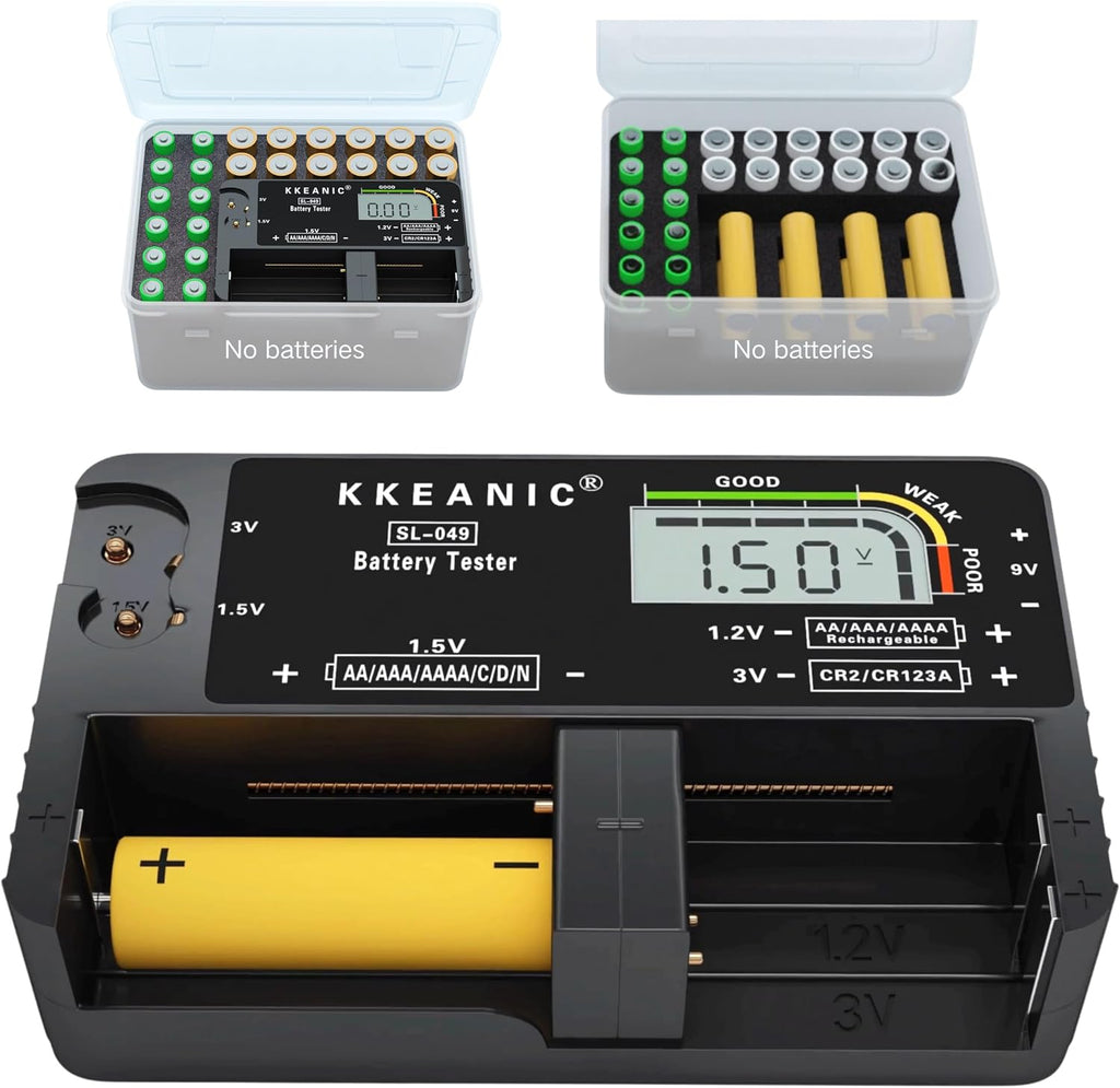 Battery Tester with Battery Organizer Storage Case, Professional Digital