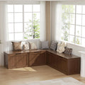 L Shaped Bench with Storage, 63" Breakfast Nook Benches, Wood Kitchen Corner Dining Bench Seating for Entryway, Dining Room, Kitchen, Walnut Brown