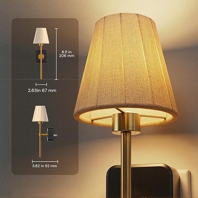 L LOHAS LED Night Lights Plug into Wall, 2 Pack Pleated Fabric Cover Night Light