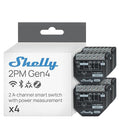 Shelly 2PM Gen4 | Wi-Fi, Zigbee & Matter 2-Channel Smart Relay Switch (4 Pack)
