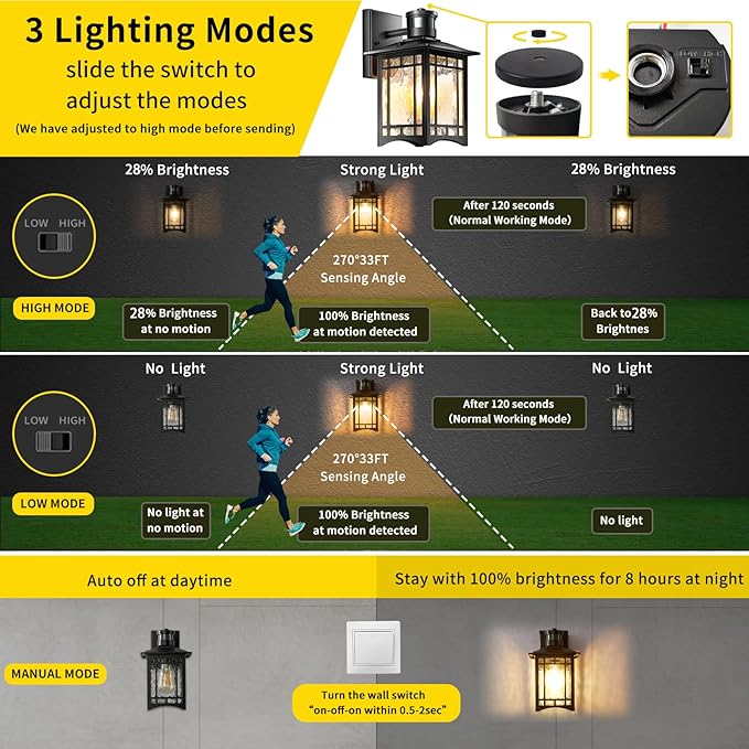 XANGQAN Bronze Outdoor Motion Sensor Lights