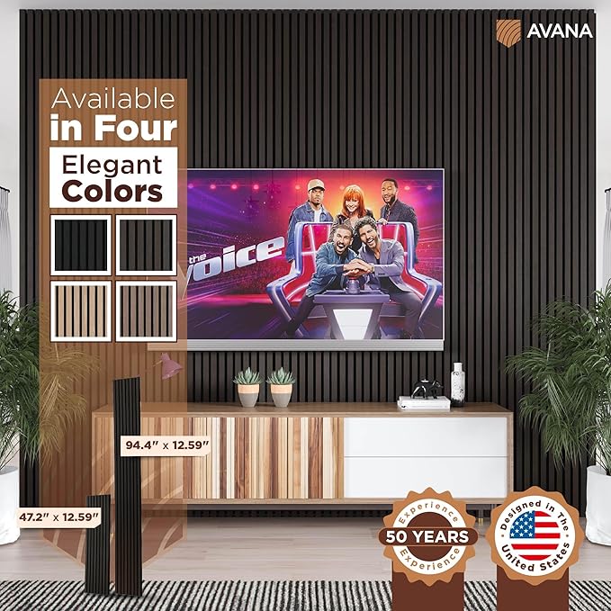 Avana Modern Acoustic Wood Wall Panels – 47.2 x 12.6 Inch Smoke Oak Acoustic (2 PCs)
