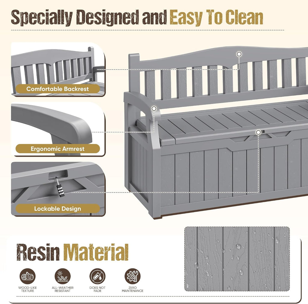 80-gallon outdoor storage bench, waterproof deck box with, package contents