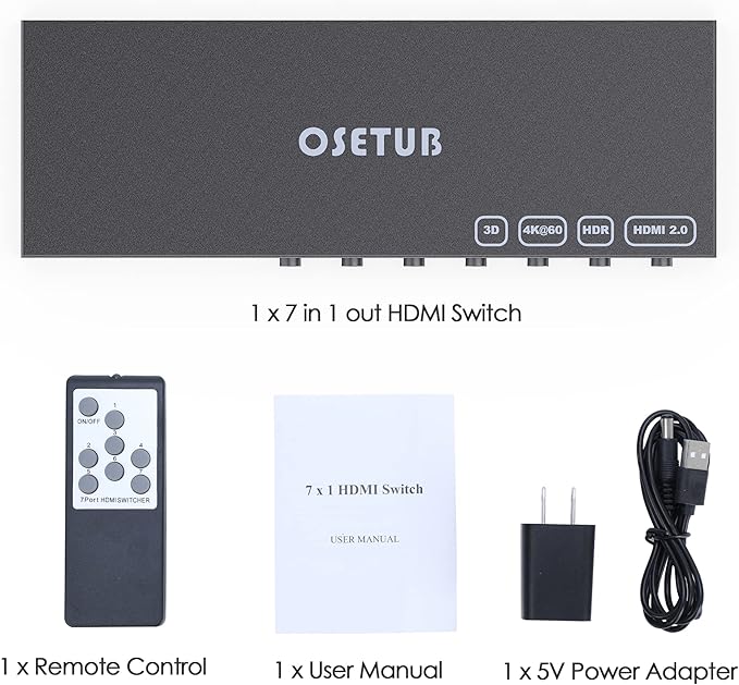 7 in 1 Out HDMI Switch 4K@60Hz
