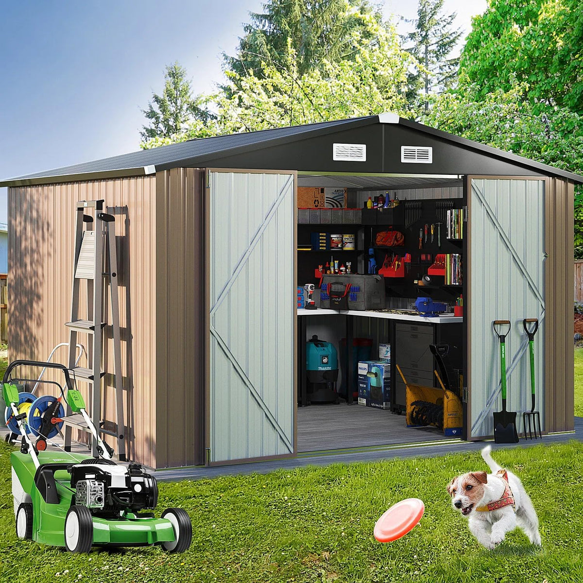 10 ft. W X 8 ft. D Metal Tool Shed