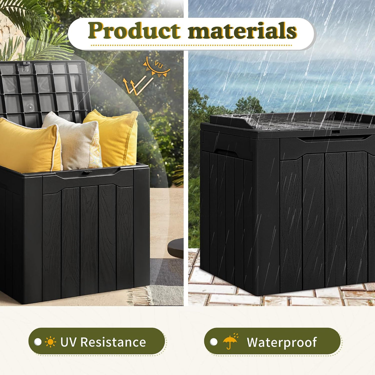 devoko 31 gallon waterproof outdoor storage box resin, side view