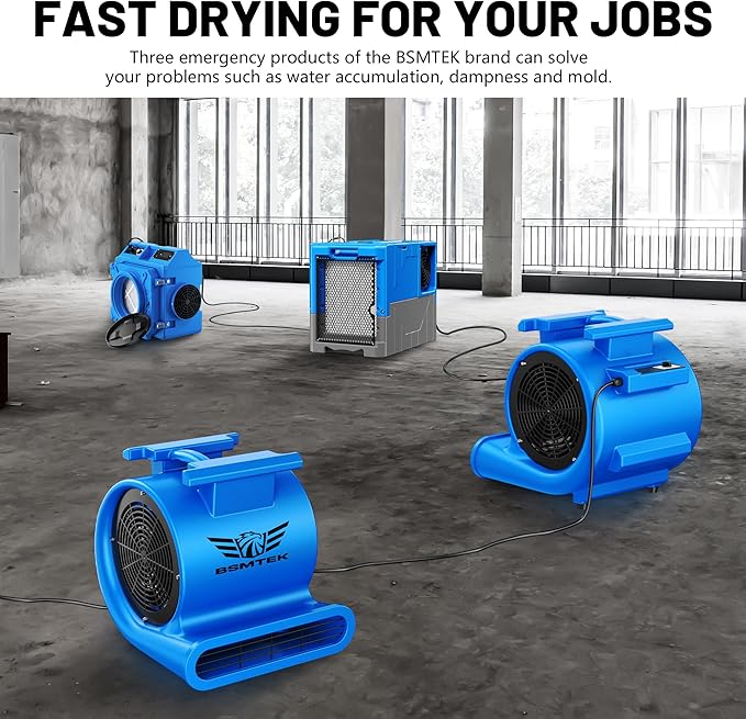 BSMTEK Air Mover Blower Fan, Industrial 1.5HP MAX10000CFM Monster Floor Blower