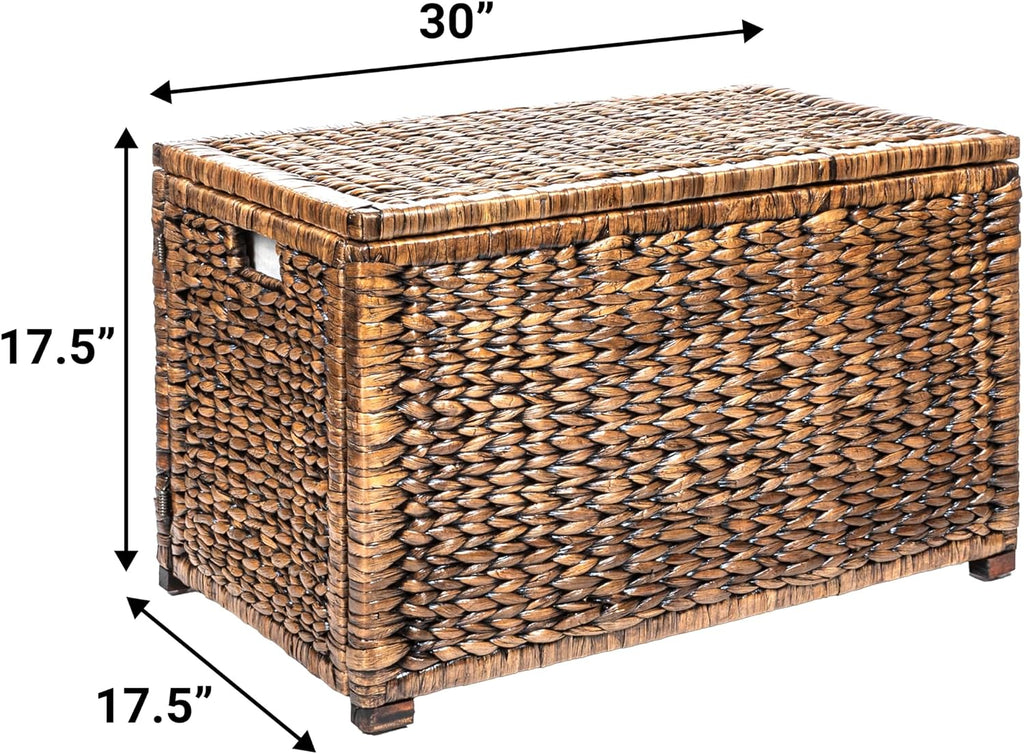 eyely mph9005b amanda wicker weave 30" storage trunk, side view