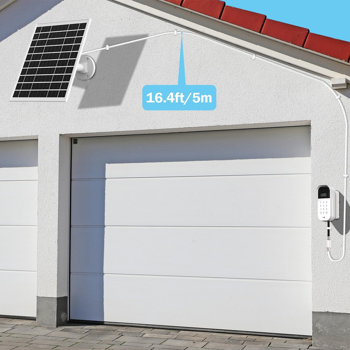 itodos 6w solar panel for myq smart garage shown in use