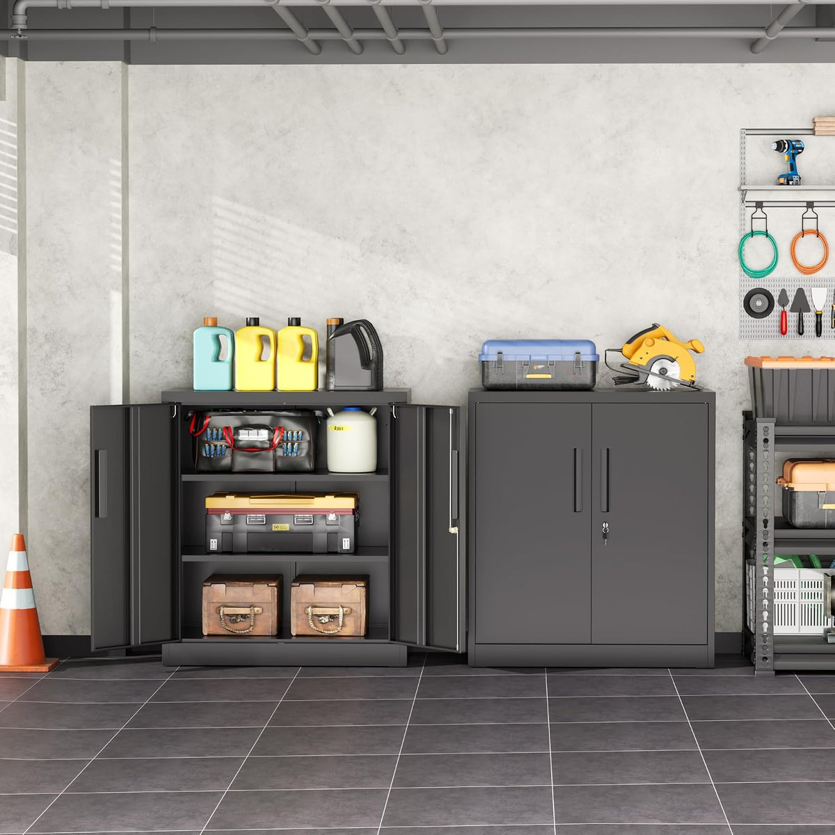 intergreat metal garage storage cabinet, 36" lockable storage shown in use