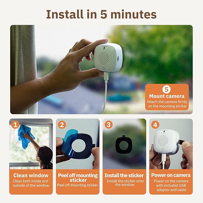 Girafit 3MP 2K Window Camera, 2.4GHz&5GHz WiFi Indoor Cameras (2 Pack)