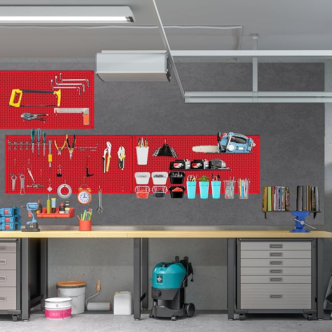 Daanxw Pegboard Rack Garage Storage Steel Horizontal PegBoard Pack, Steel (3 Pack)