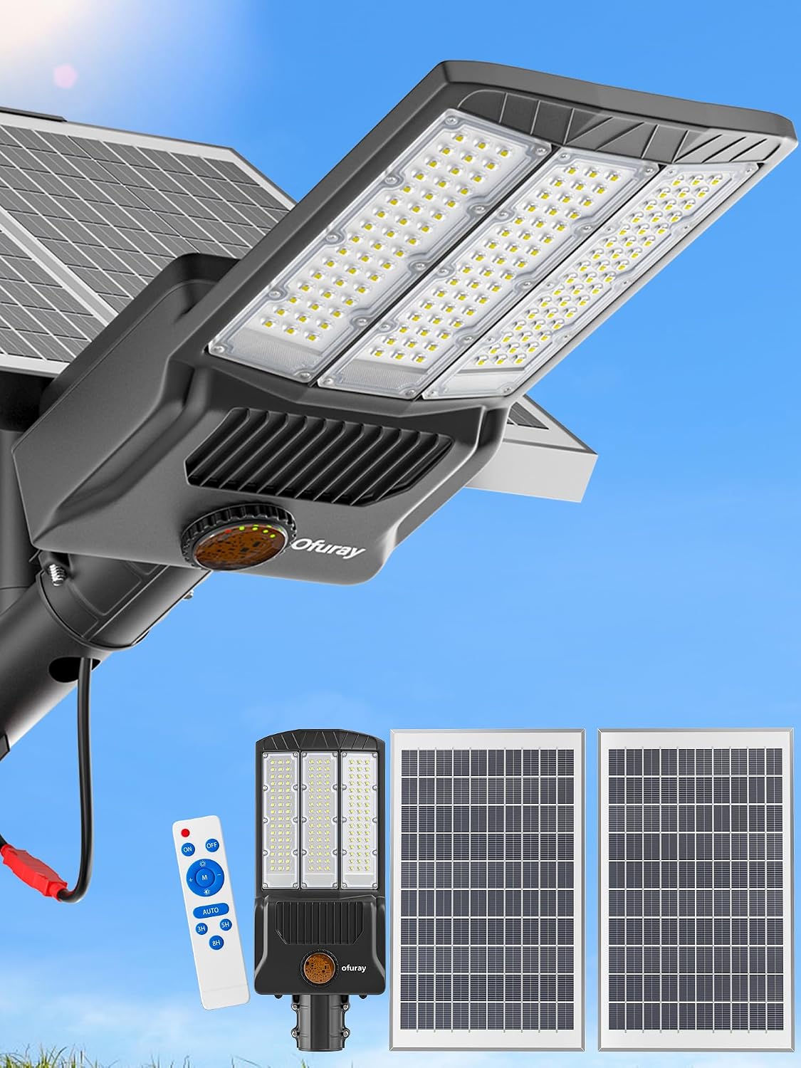 Ofuray Of-9800W Solar Street Lights Outdoor, 750000Lm Solar Parking Lot Lights