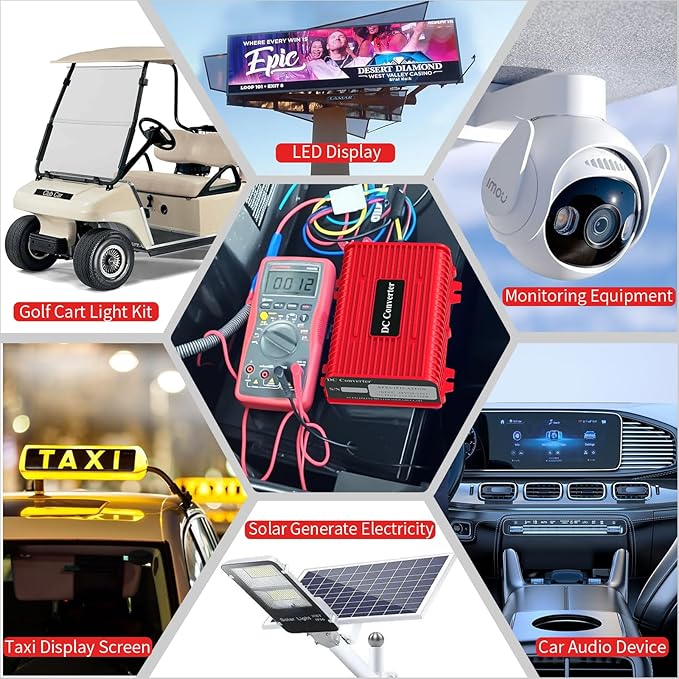Universal 36V 48V to 12V Golf Cart Voltage Reducer DC Converter, 30A 360W DC
