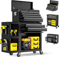 8-Drawer Rolling Tool Chest with Wheels, Lockable 3-in-1 Tool Box, Detachable Top Toolbox & Bottom Storage Cart with Side Hooks, Heavy Duty Steel Tool Cabinet for Garage, Workshop, Warehouse