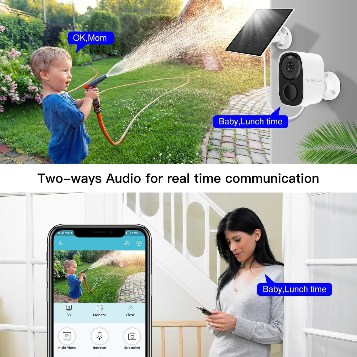 vstarcam 2k solar security camera wireless outdoor, free, package contents