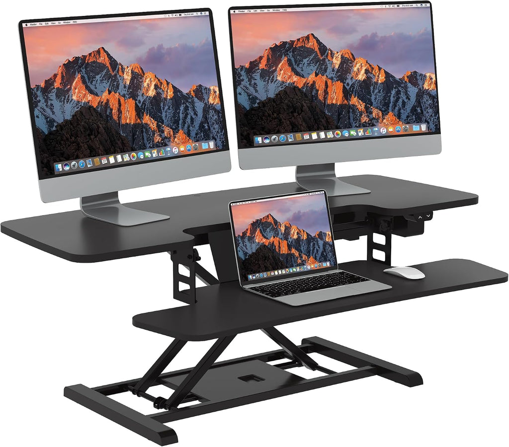 SANODESK 42" Electric Standing Desk Converter, Height Adjustable Riser