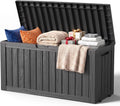 140Gal Outdoor Storage Box with Portable Wheels, Waterproof Deck Boxes