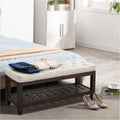 44" Entryway Bench with Shoe Storage, Upholstered, 500 LBS