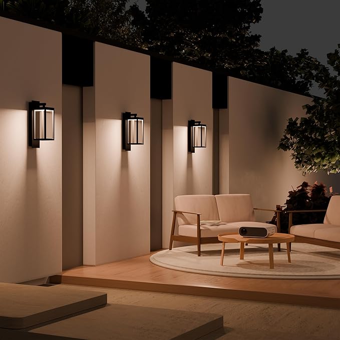 Lustrlach Upgraded Motion Sensor Outdoor Wall Light, 15” Porch Light Outdoor