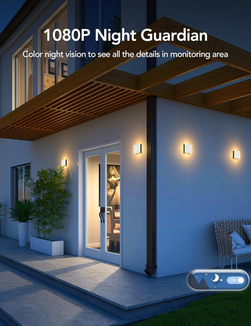 GNCC Solar Security Cameras Wireless Outdoor 2.4G WiFi, SD/Cloud Storage
