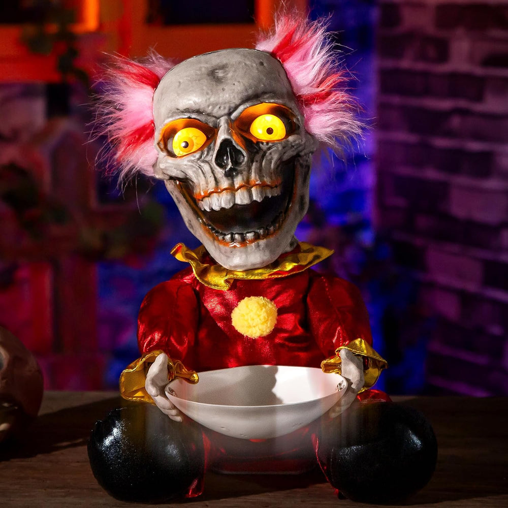 Halloween Animatronic Face Ripping Clown Decorations, Sound Activated Demonic...