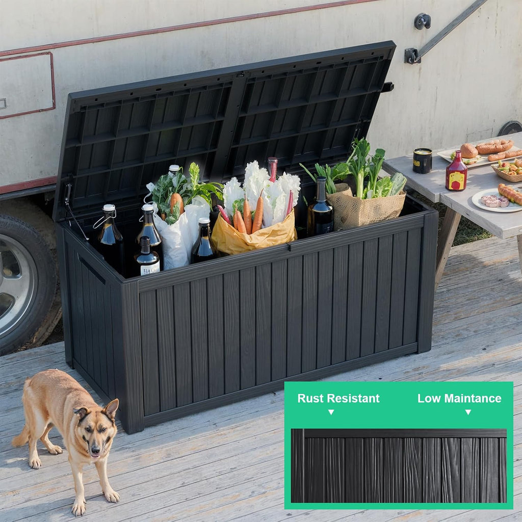 rojik outdoor storage housing deck box - waterproof on a desk or shelf