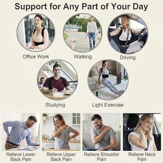 Full Back Posture Corrector for Women & Men – Pull-Back System Posture Brace –