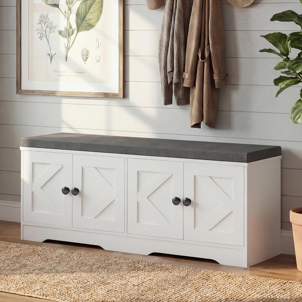 apicizon storage bench with seat cushion, 2 tier, package contents